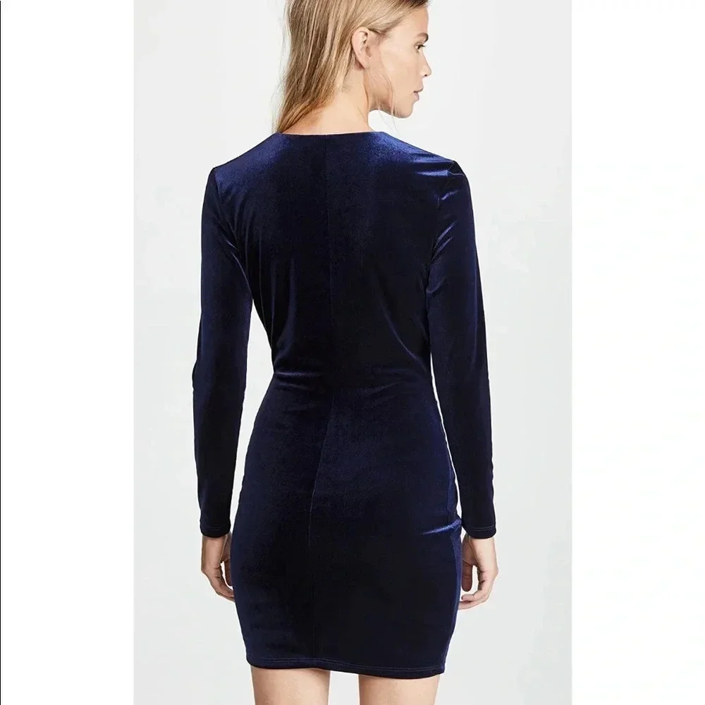 BLACK HALO NWT Lara Navy Blue Velvet Twist Mini Dress - Picture 6 of 12